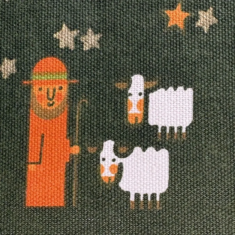 VTG Sodahl Nativity Table Runner Danish 70s Scandinavian Cotton Linen MCM X-Mas